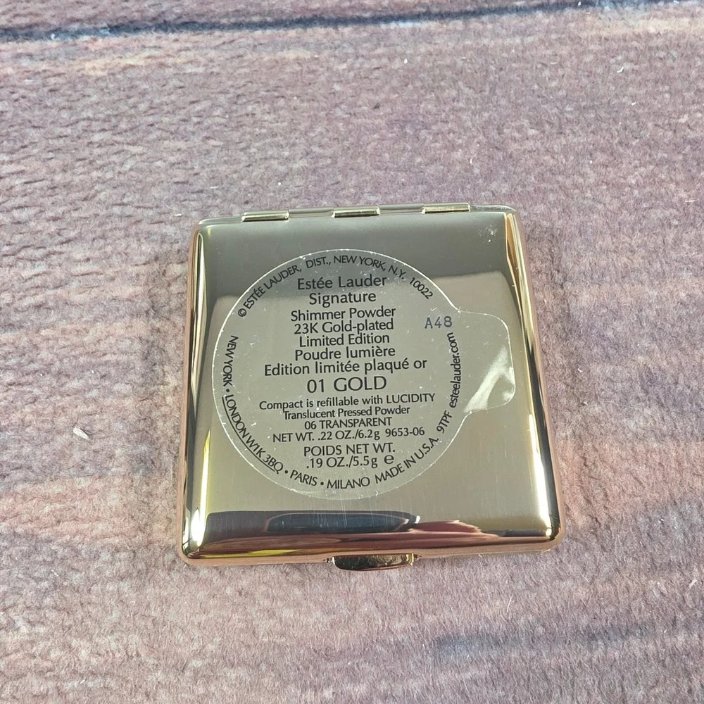 Estee Lauder Shimmer Powder Women OS Gold Good 23K Gold Plated Swarovski Compact